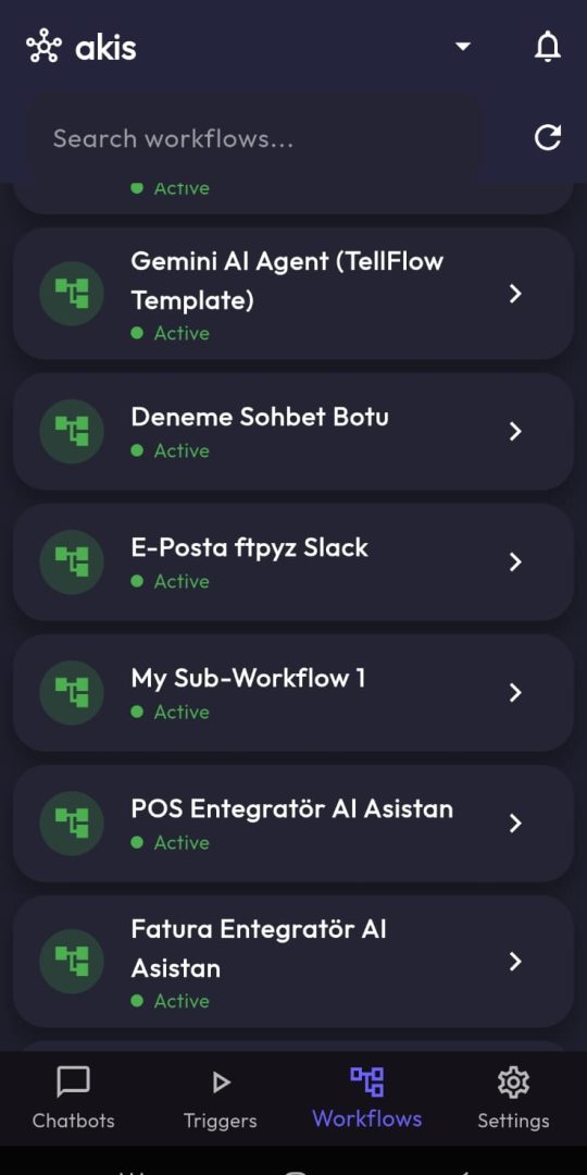 Workflow list