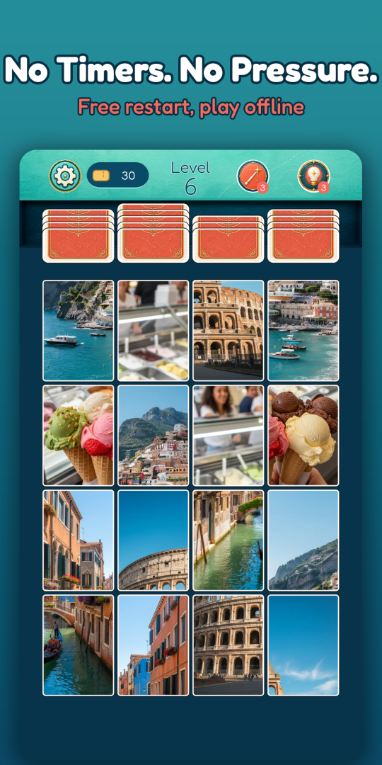 Level 6 — Italy, with no timer running