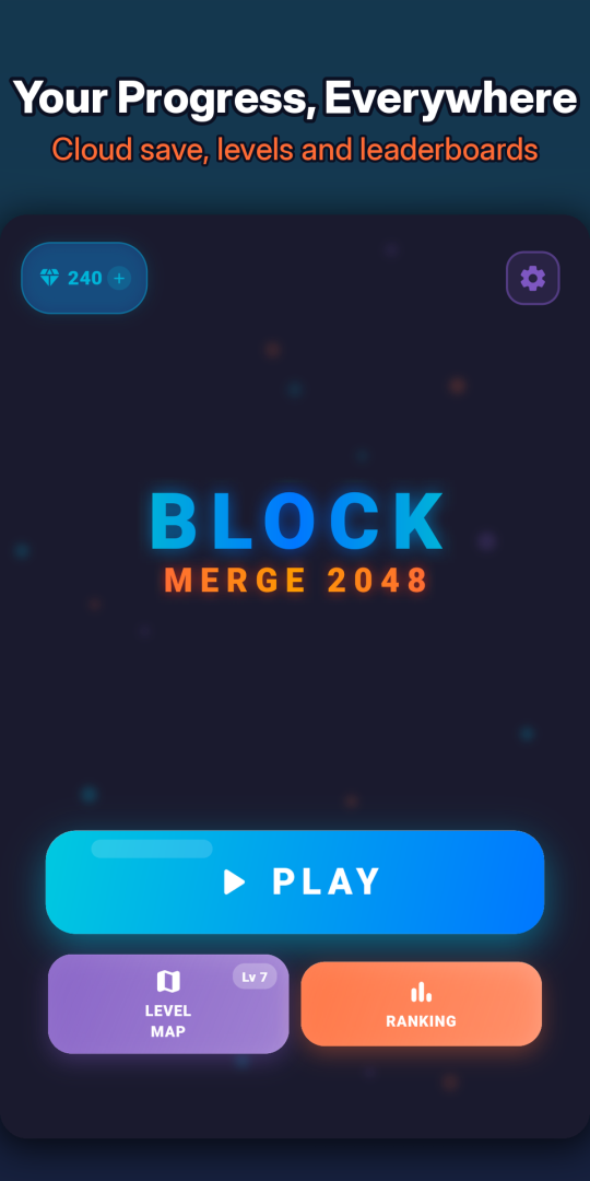 Main menu — play, level map, ranking