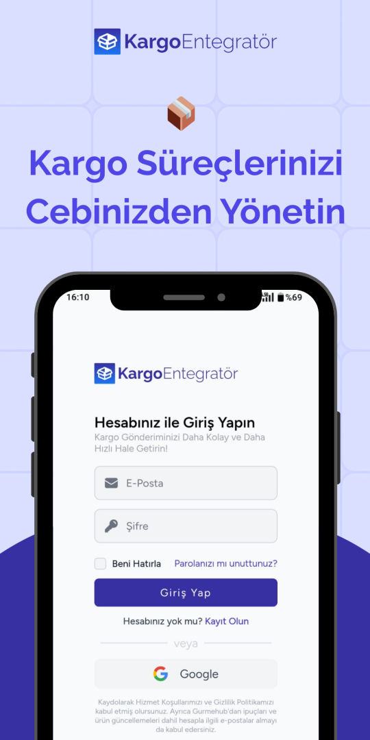 Sign in with your Kargo Entegratör account
