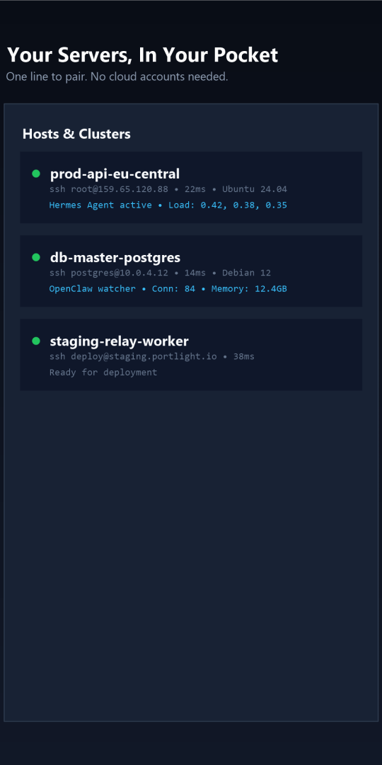 Hosts and clusters, paired with a single line